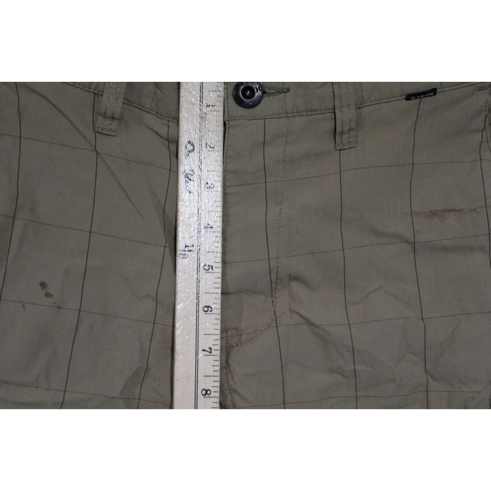 Hurley Brown Plaid Shorts Casual Swim Beach Stains Size 30X10